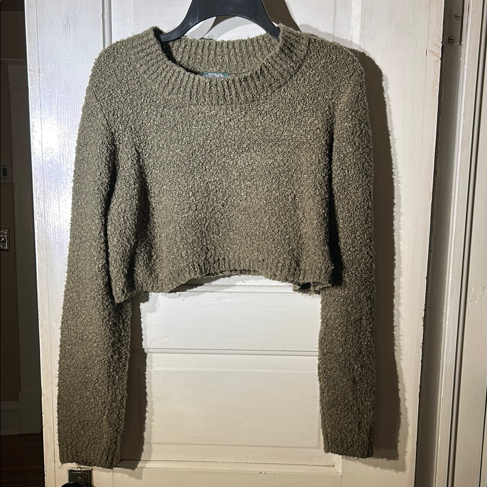 Wild Fable Green Crew Neck Cropped Sweater